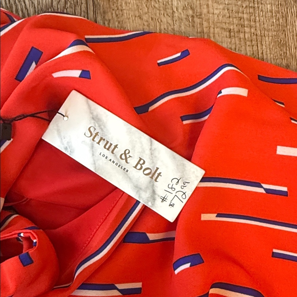 Sleeveless Red Halter Jumpsuit with Subtle Print - Picture 4 of 5